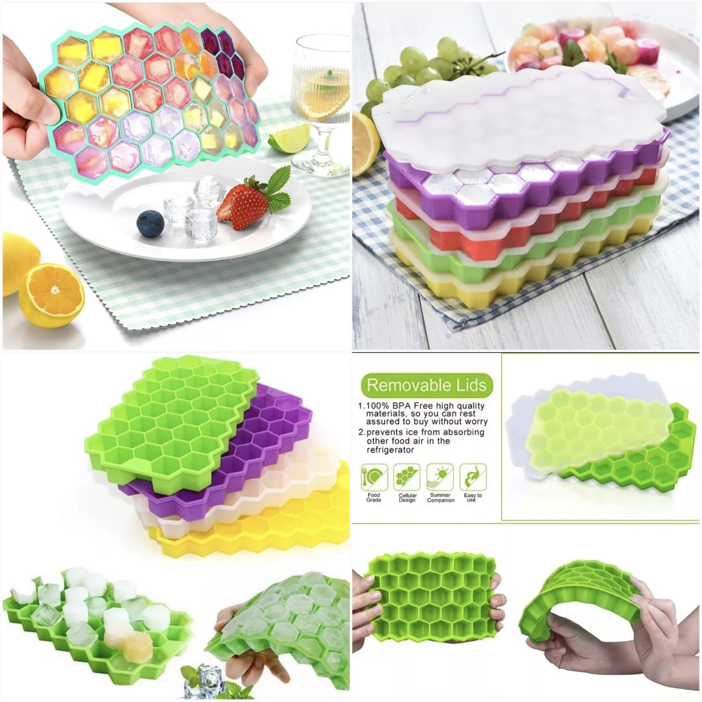 Honeycomb Ice Cube Mold with Lid