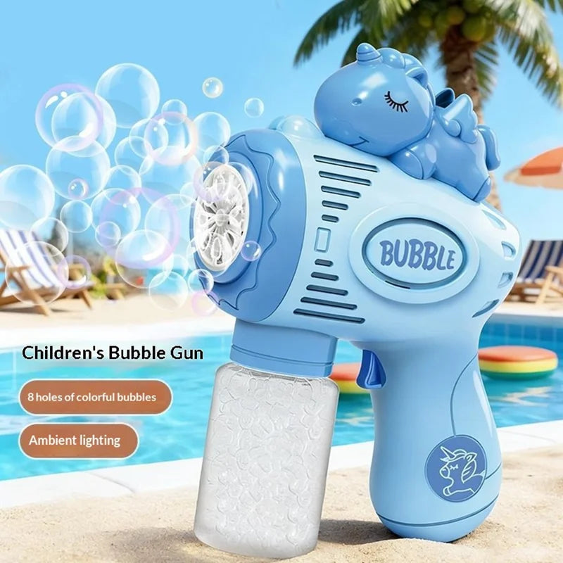 8 Holes Cute Unicorn Colorful Bubble Gun