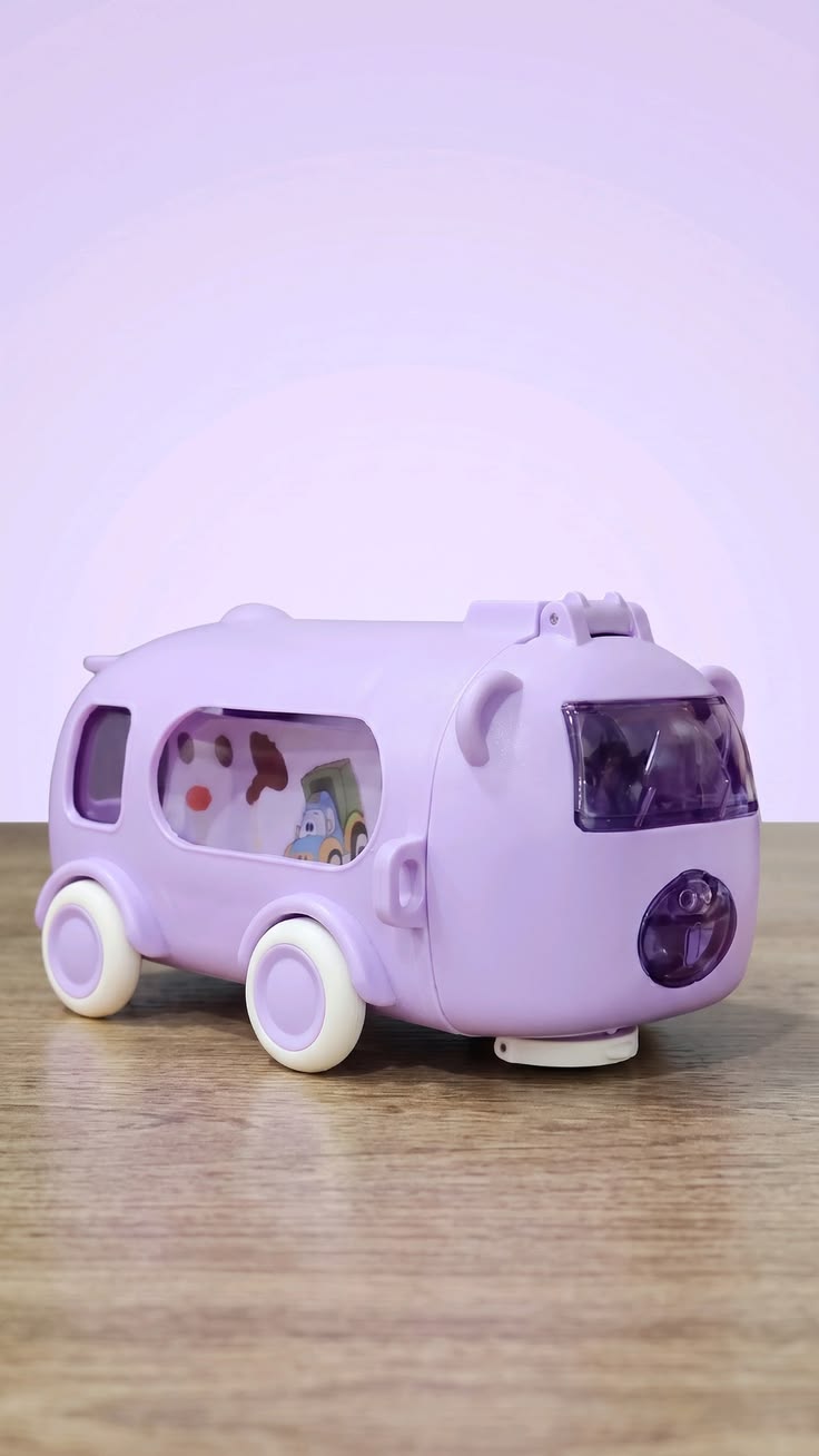 Cute Bus-Shaped Water Bottle with Shoulder Strap & Straw – Leak-Proof Kids' Sippy Cup