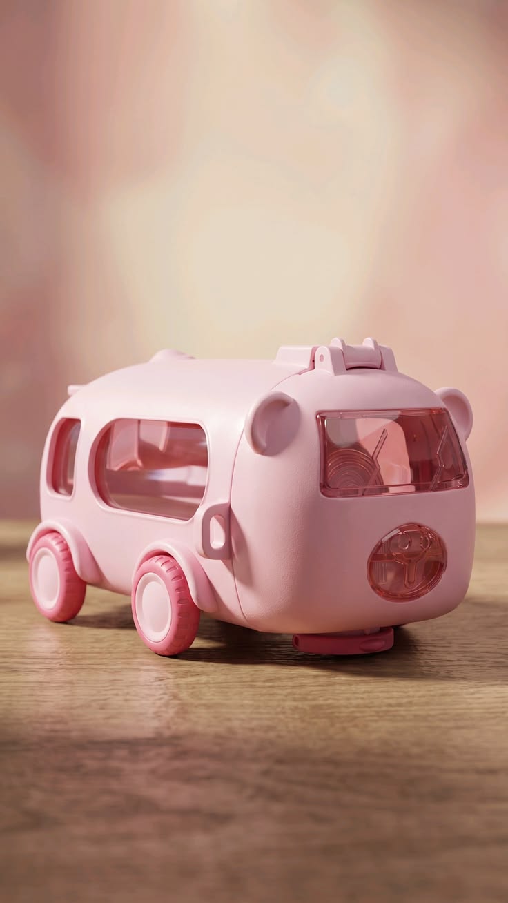 Cute Bus-Shaped Water Bottle with Shoulder Strap & Straw – Leak-Proof Kids' Sippy Cup
