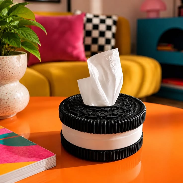 MIMO PVC RESIN COOKIE DESIGN ROUND TISSUE BOX HOLDER