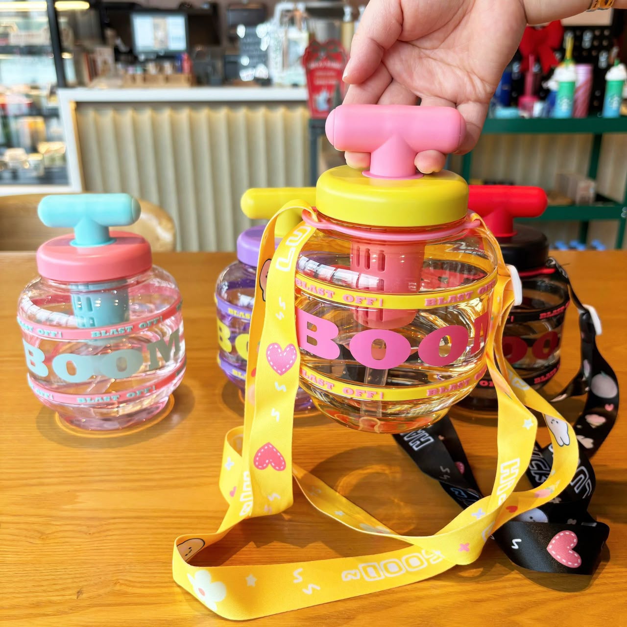 Cute Rocket Water Bottle (900ml / 30.4oz) with Adjustable Strap & Removable Infuser