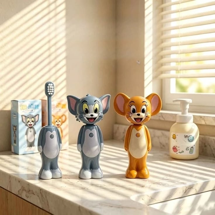 Cute Tom and Jerry Cartoon KidsToothbrush Set – Soft Bristle Oral Care Brush for Children